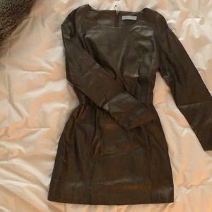 Gold/Bronze leather Geren Ford midi dress